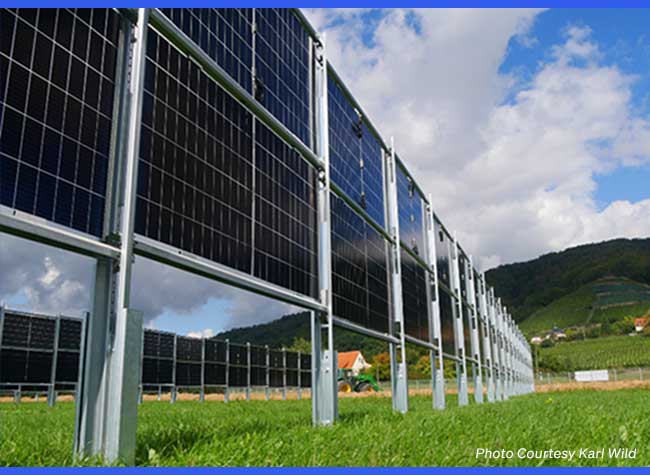 Solar panels in an agricultural field